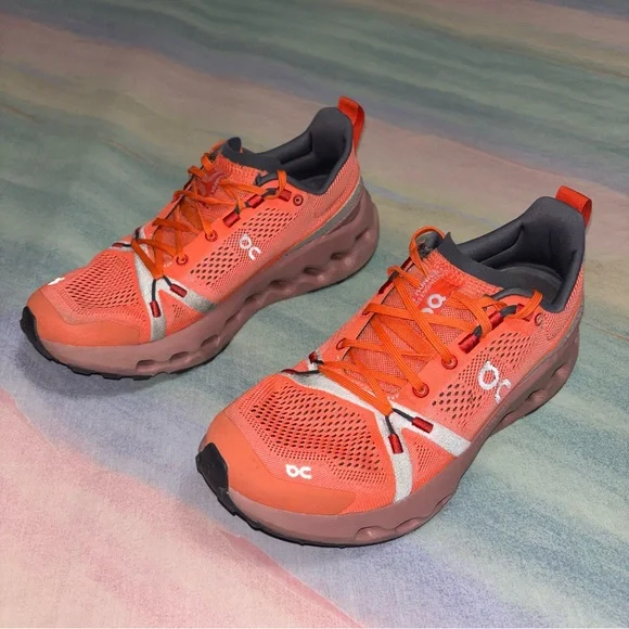 On Cloudsurfer Trail Running Shoes Womens Size 9 Flame Dustrose - Picture 2 of 9